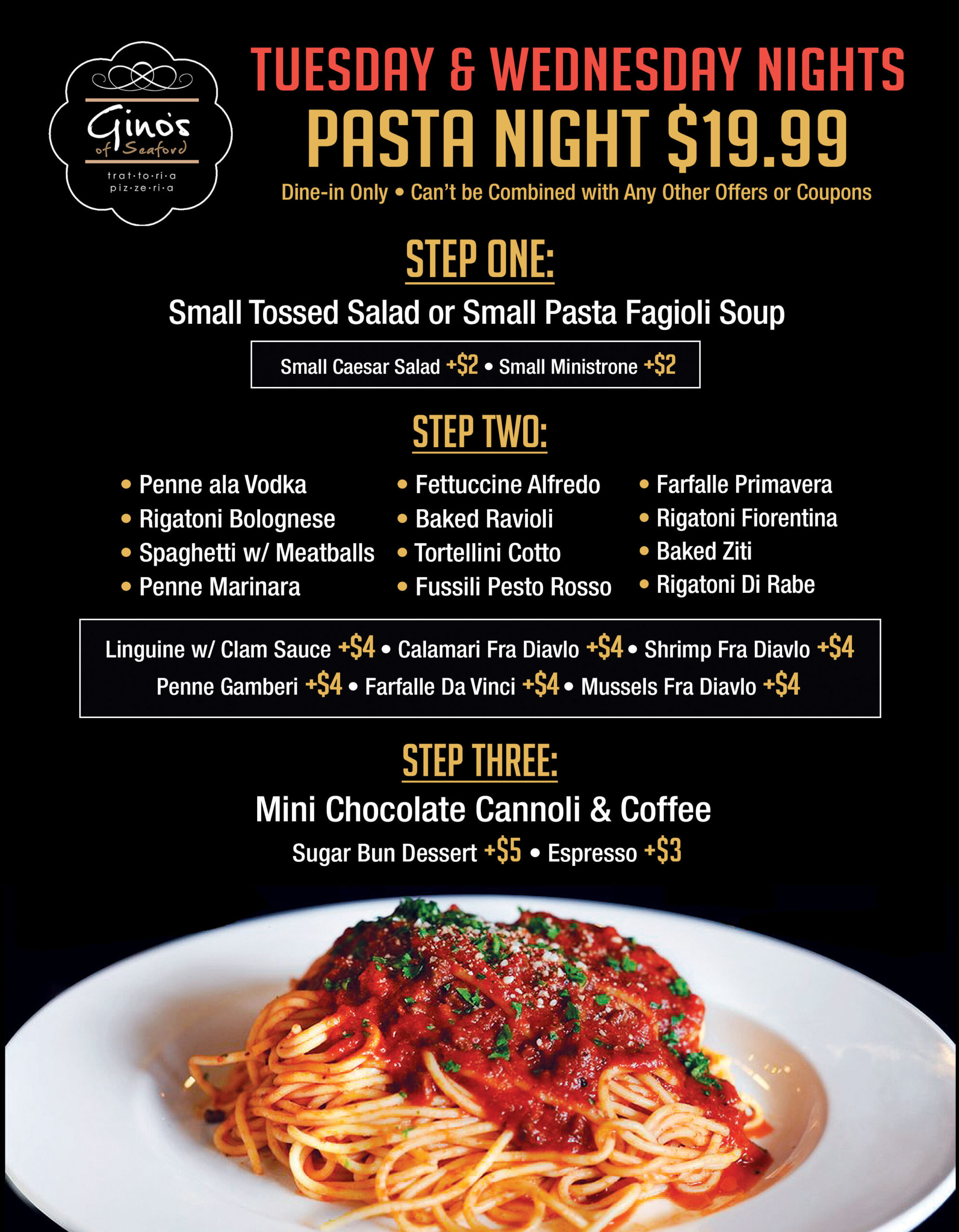 Specials - Gino's of East Norwich – Italian Pizzeria & Restaurant